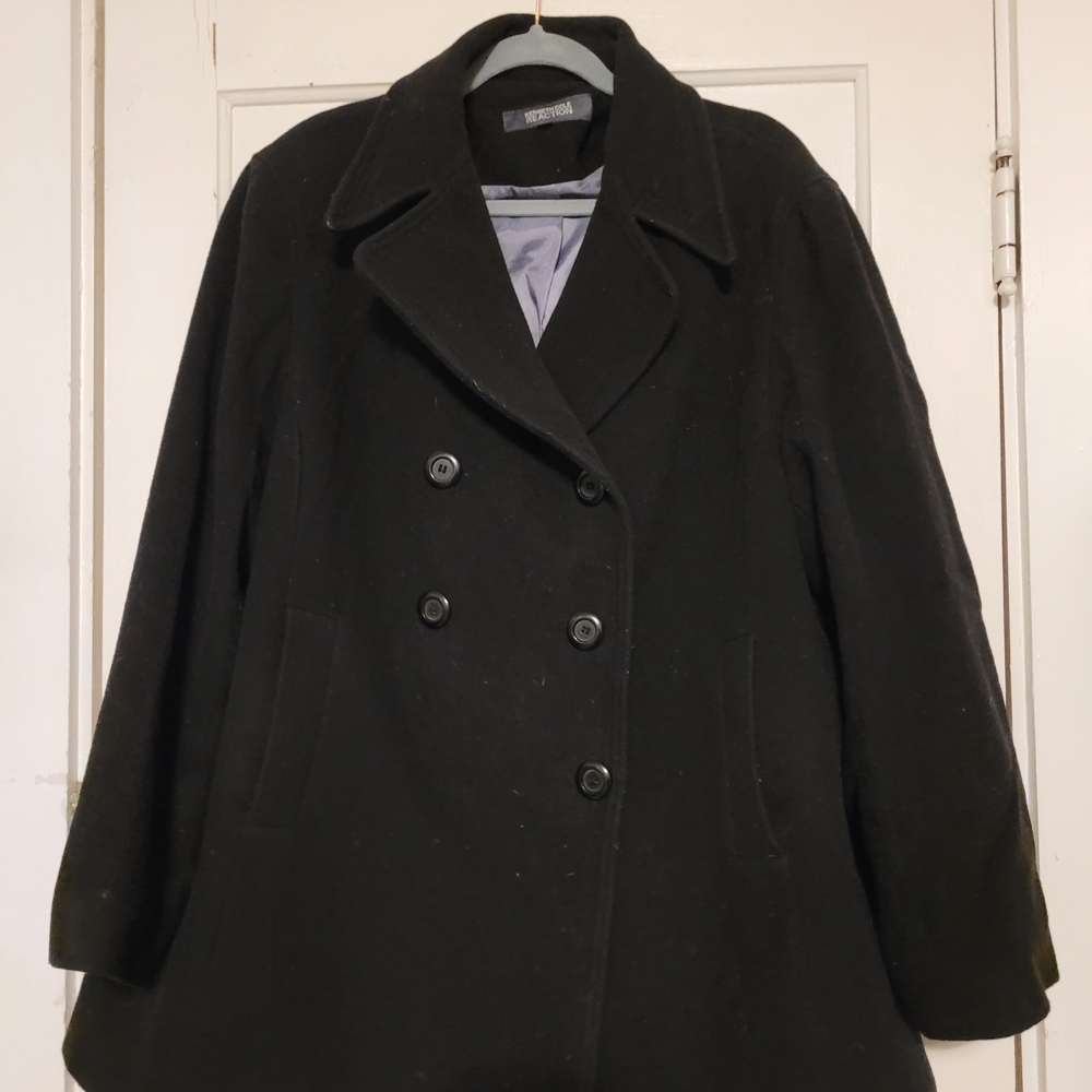 Kenneth Cole Reaction Women's Elegant Black Pea Coat
